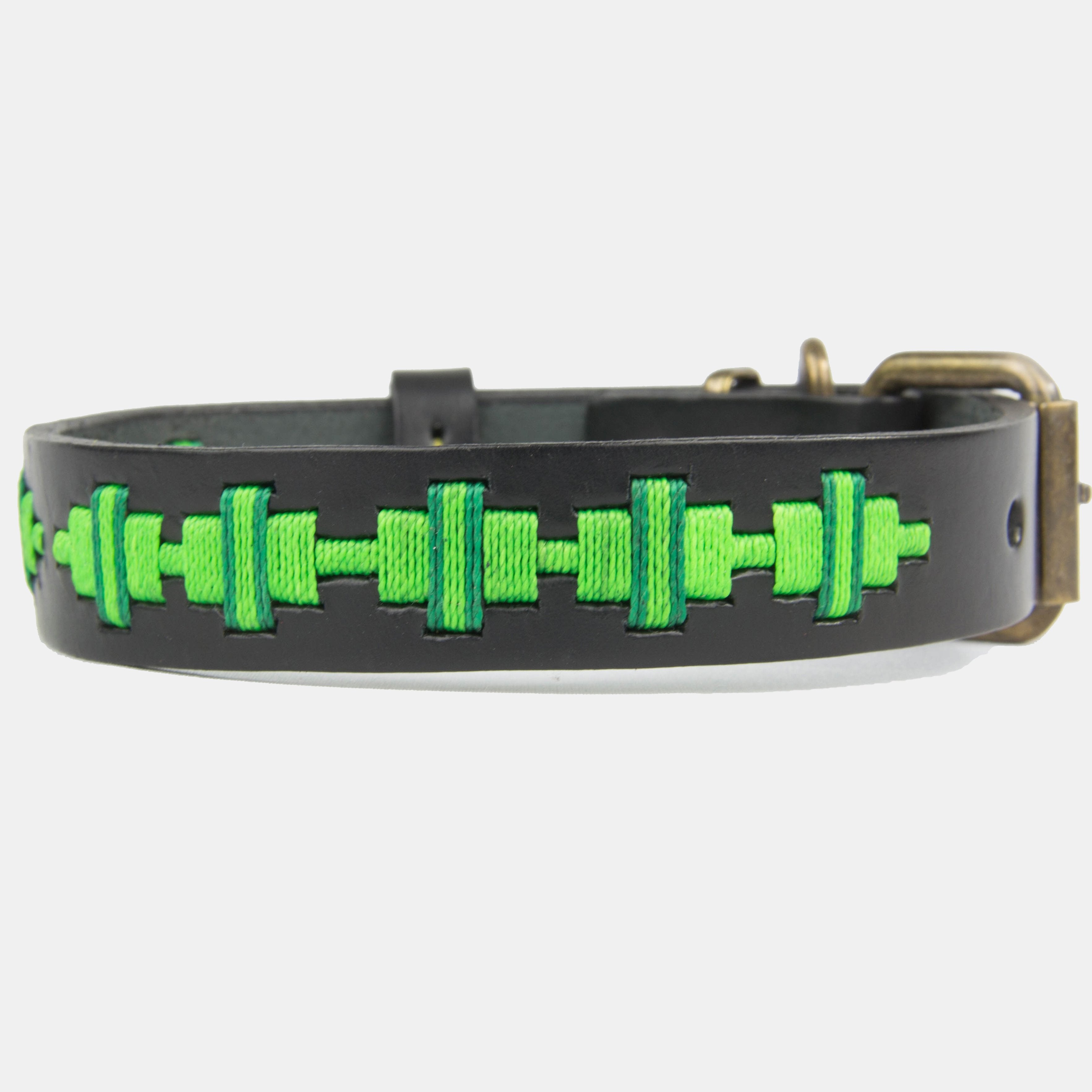 Collar para perros Mauloa, hecho en cuero, modelo Toby, color Negro con bordado simple en colores