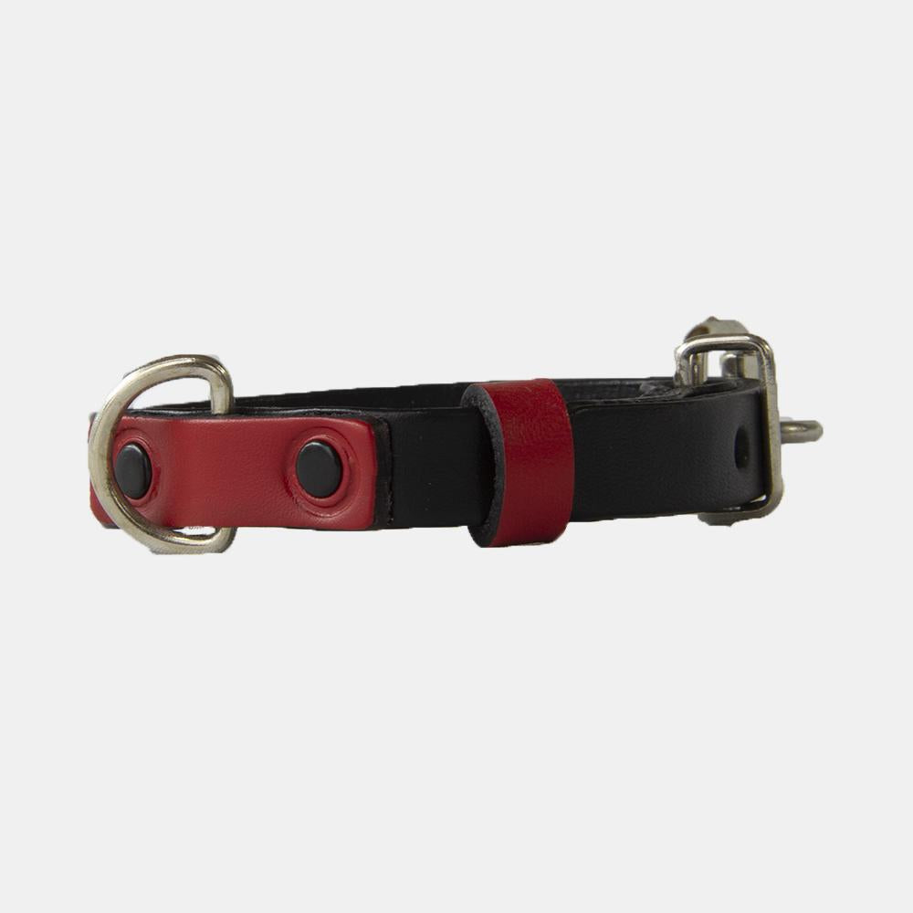 Collar para perros Mauloa, hecho en cuero, modelo Snoopy A, color Negro con Rojo